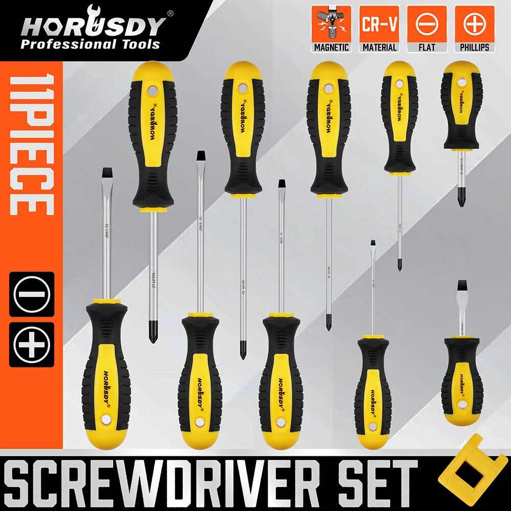 11-Piece Chromium Magnetic Screwdriver Set, Ergonomic Handle