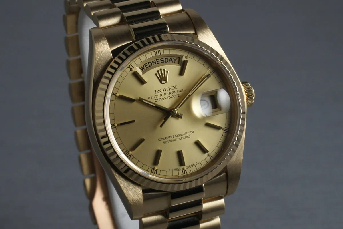 1982 Rolex YG Day Date 18038 with Box and Papers