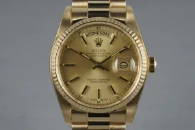 1982 Rolex YG Day Date 18038 with Box and Papers