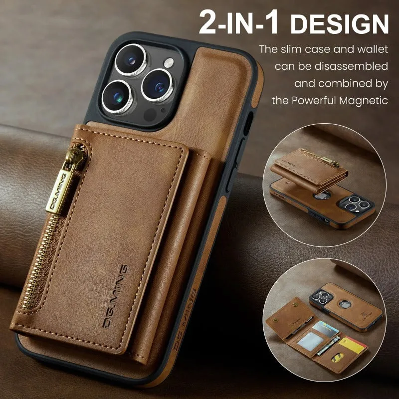 2 In 1 Detachable Magnetic Leather Wallet Phone Case WIth Card Holder For Iphone