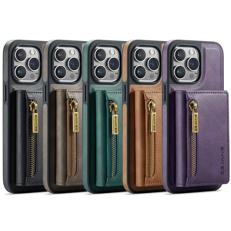 2 In 1 Detachable Magnetic Leather Wallet Phone Case WIth Card Holder For Iphone