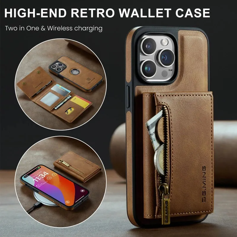 2 In 1 Detachable Magnetic Leather Wallet Phone Case WIth Card Holder For Iphone