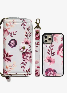 2-in-1 RFID Crossbody Wallet Phone Case in Romantic Floral