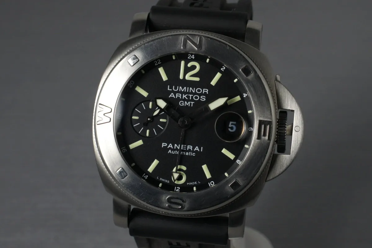 2005 Panerai PAM 186 Arktos GMT with Box and Papers