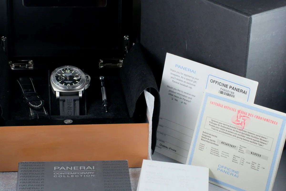 2005 Panerai PAM 186 Arktos GMT with Box and Papers