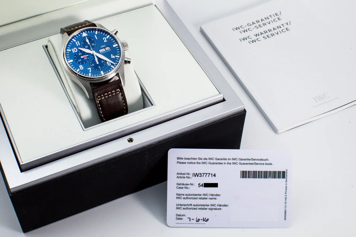 2016 IWC Pilot’s Chronograph IW377714 with Box and Papers