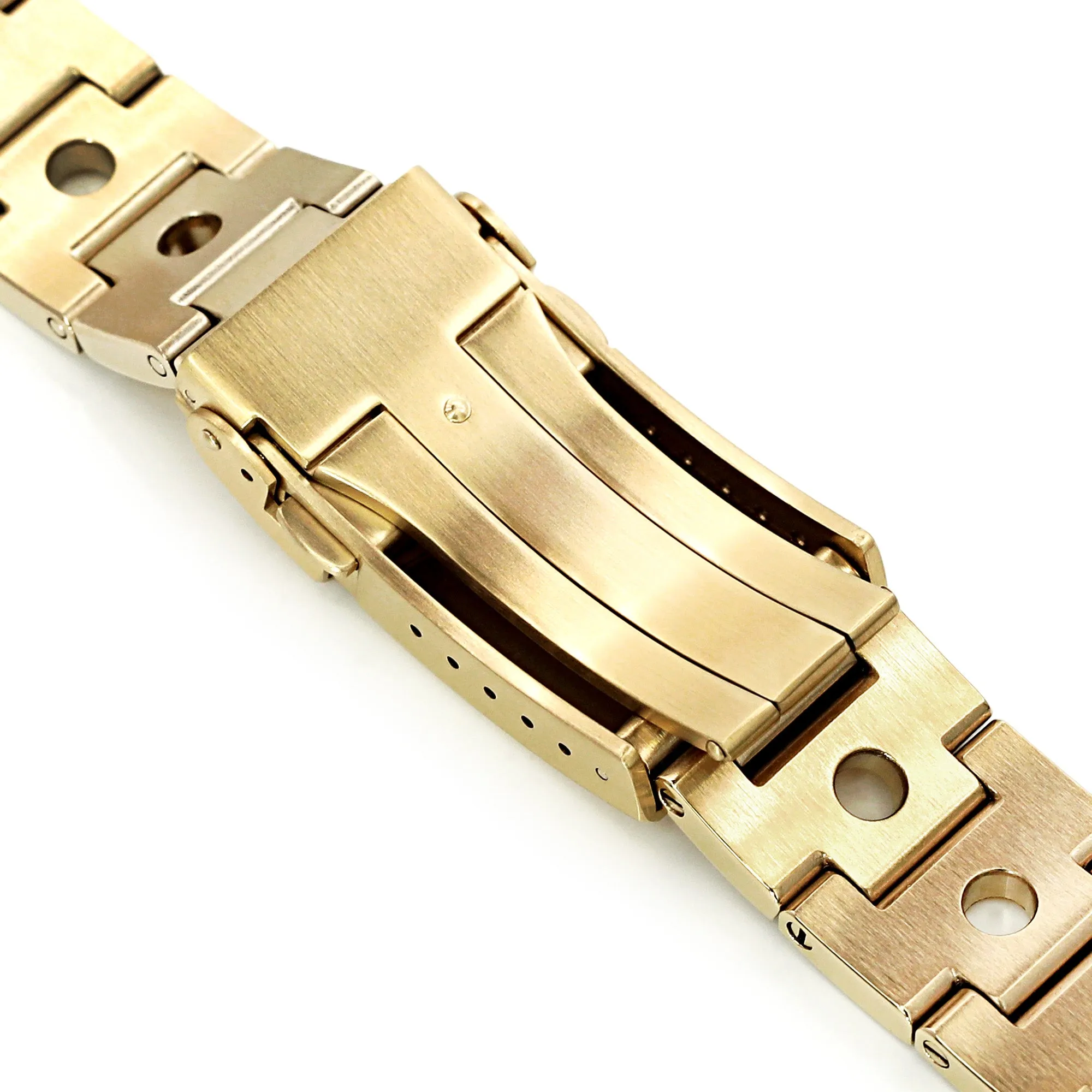 22mm Rollball Watch Band for Seiko 5 Sports 42.5mm SRPE74 SRPE74K SRPE74K1, Stainless Steel - Full IP Gold, V Diver Clasp