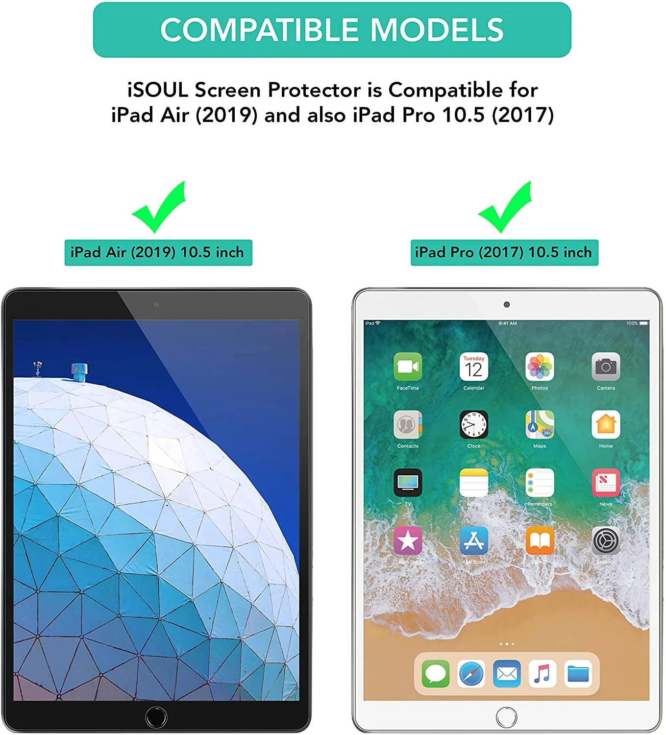 2X iSOUL Screen Protector For Apple iPad Pro (2017) & iPad Air 3 (2019)