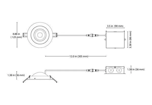 4-inch White Canless Floating Gimbal LED Recessed Downlight Color Select