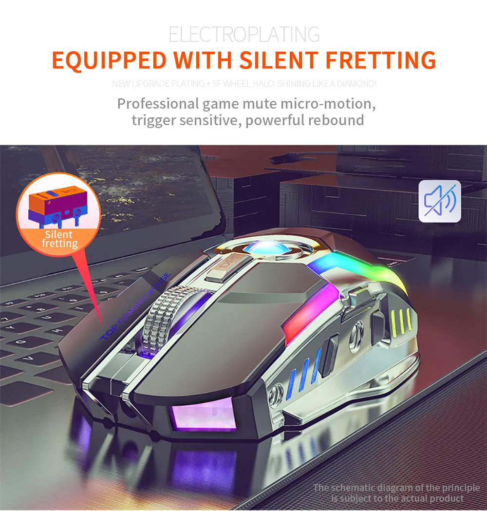 A5 Silent RGB LED Backlit Rechargeable Wireless Gaming Mouse