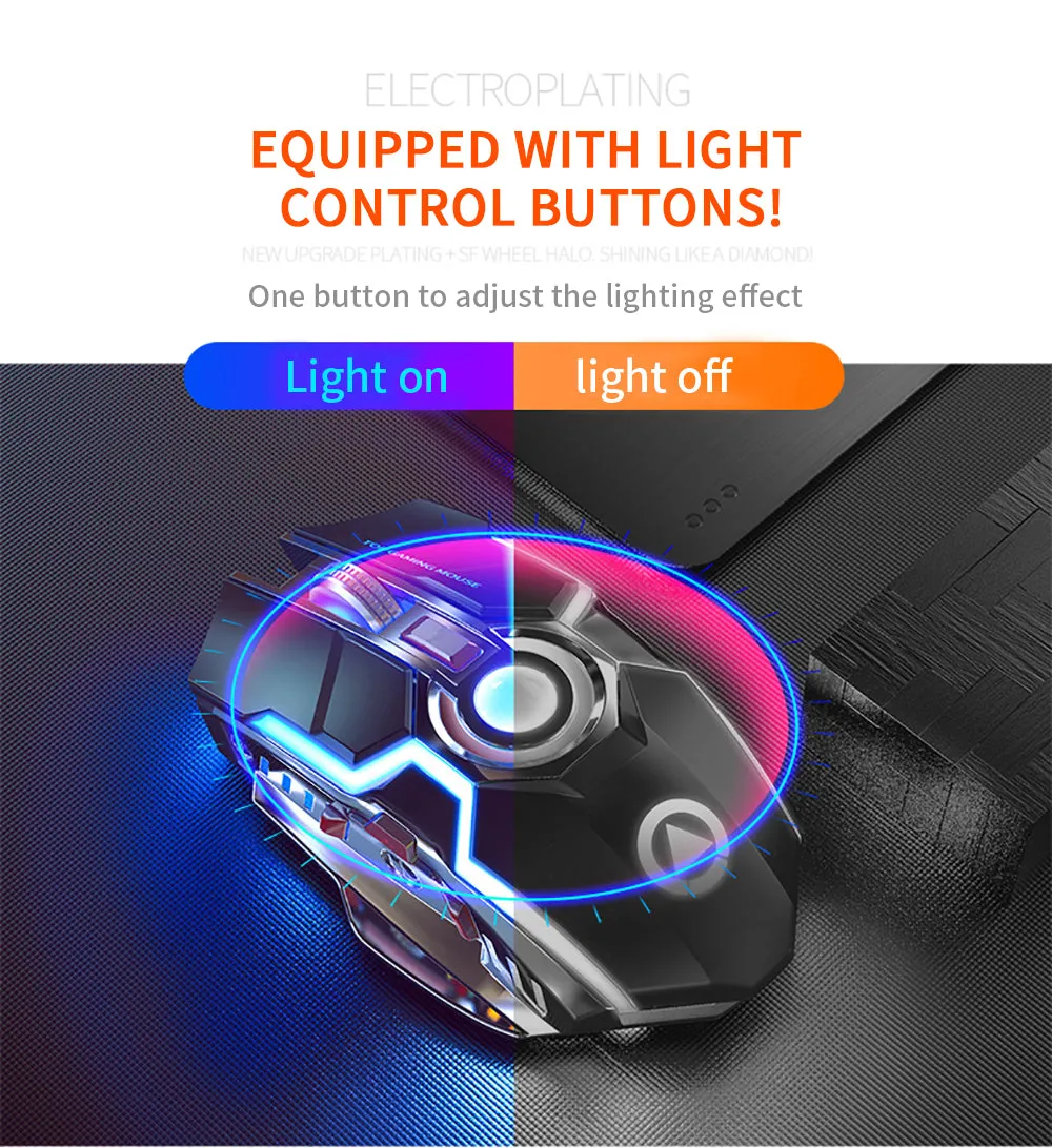 A5 Silent RGB LED Backlit Rechargeable Wireless Gaming Mouse