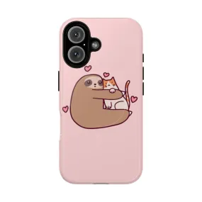 Adorable Sloth Hugging Cat Magnetic Tough Phone Case