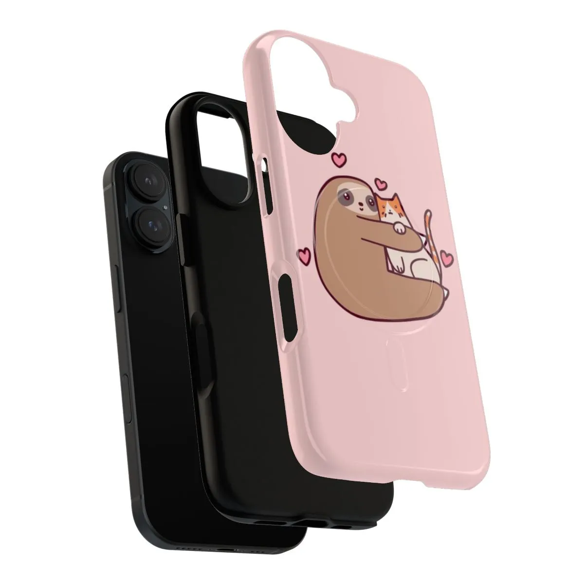 Adorable Sloth Hugging Cat Magnetic Tough Phone Case