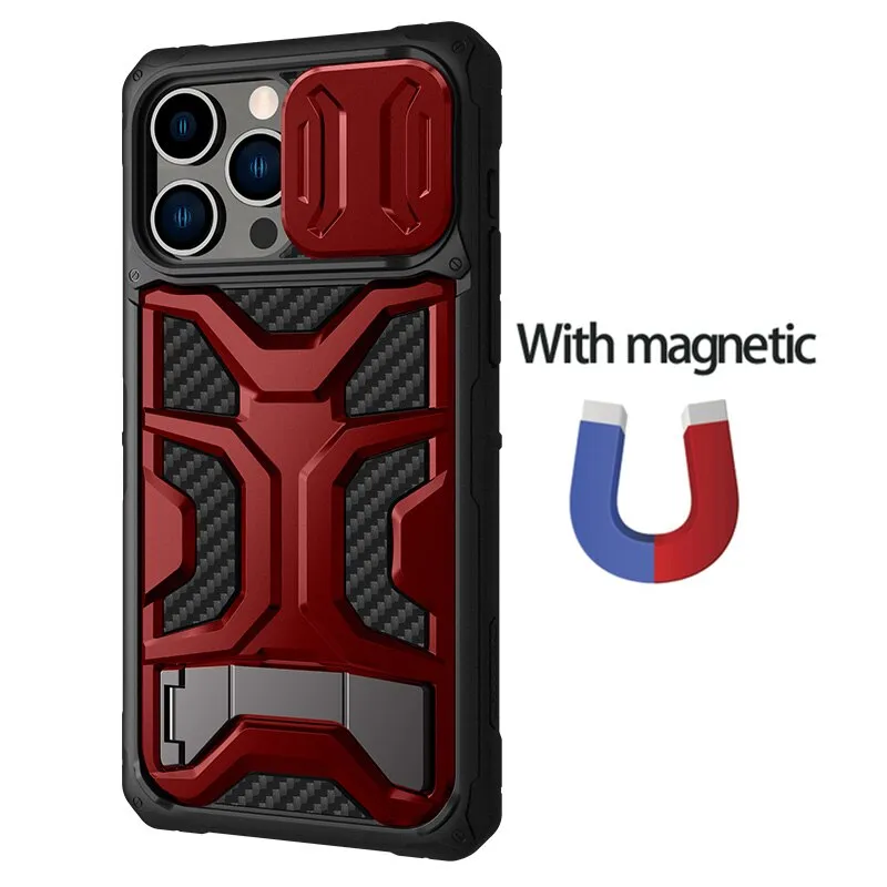 Adventurer Pro Magnetic Phone Case With Folding bracket Slide Camera Case For iPhone