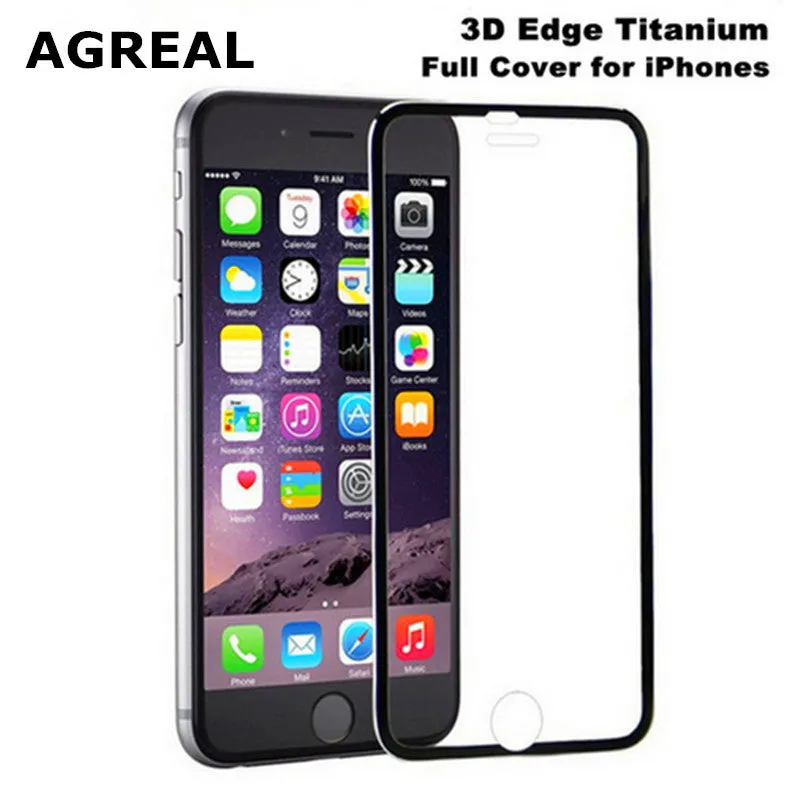 AGREAL 3D case screen for iPhone 6 7 6plus Tempered Glass Full Cover 3D Curved Edge Titanium Protective Film for iphone 7 plus