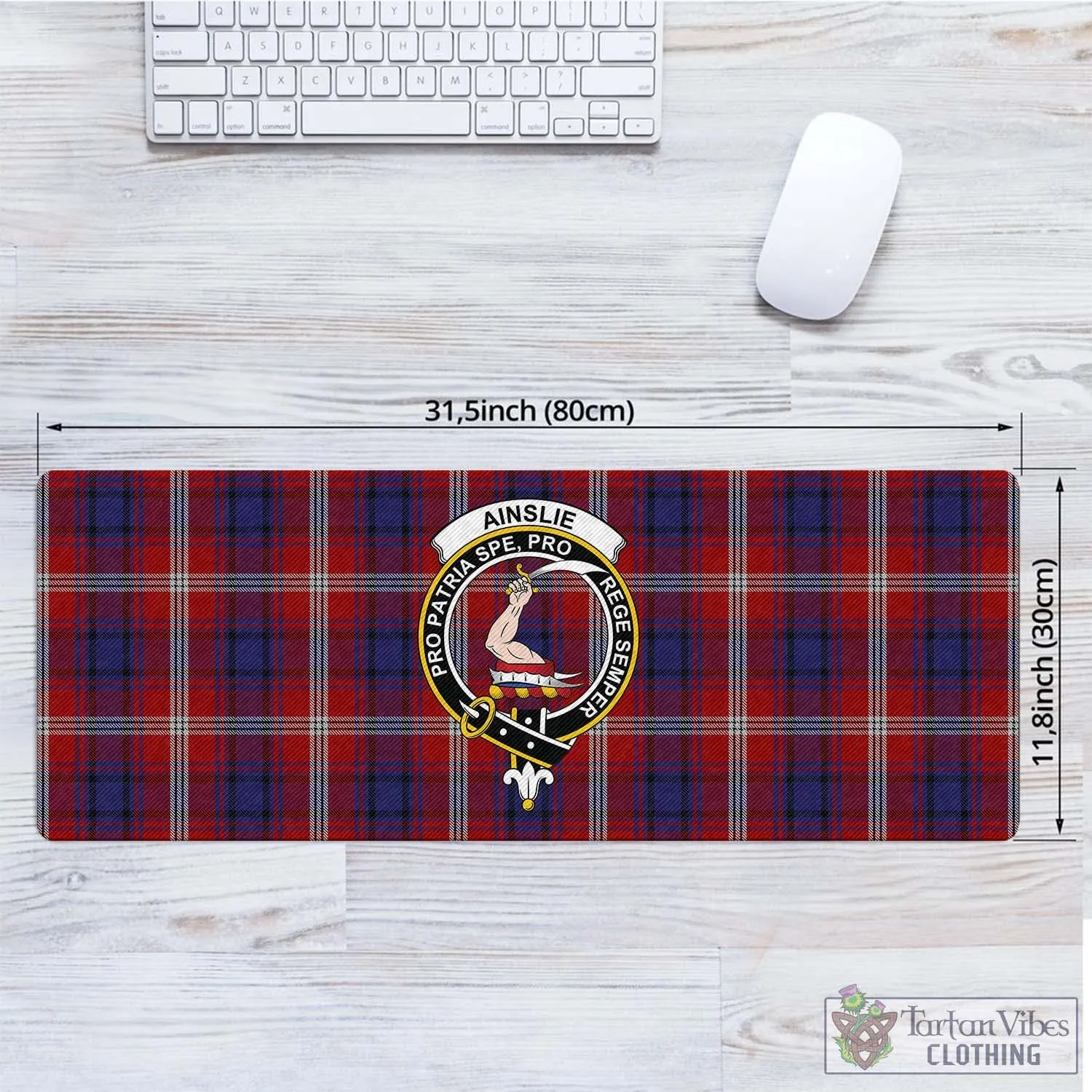 Ainslie Tartan Mouse Pad with Family Crest