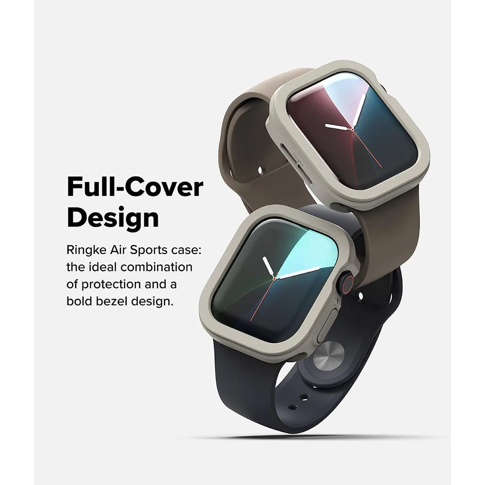 Air Sports For Apple Watch 10 42mm Case | Thin Soft Flexible Rugged TPU Raised Bezel Frame Cover - Warm Gray