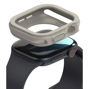 Air Sports For Apple Watch 10 46mm Case | Thin Soft Flexible Rugged TPU Raised Bezel Frame Cover - Warm Gray