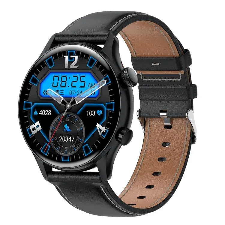 AMOLED Smart Watch with Leather Strap - HK8Pro 1.36" Display, NFC & Blood Oxygen Monitoring