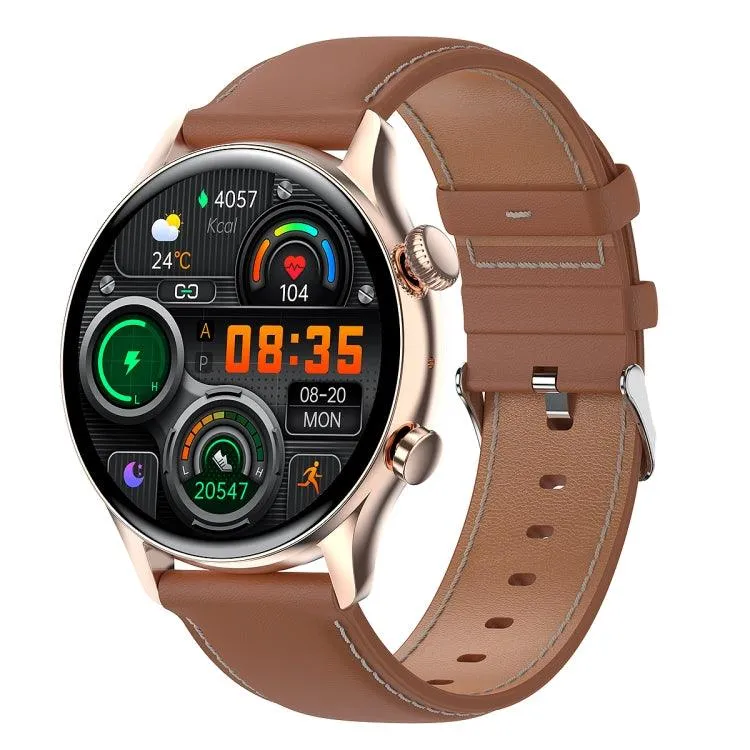 AMOLED Smart Watch with Leather Strap - HK8Pro 1.36" Display, NFC & Blood Oxygen Monitoring