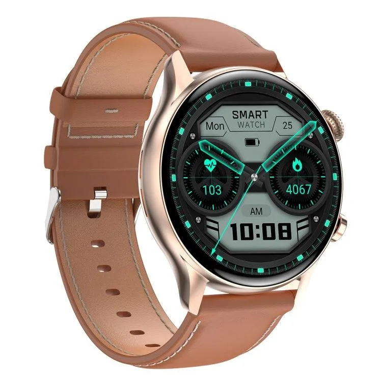 AMOLED Smart Watch with Leather Strap - HK8Pro 1.36" Display, NFC & Blood Oxygen Monitoring