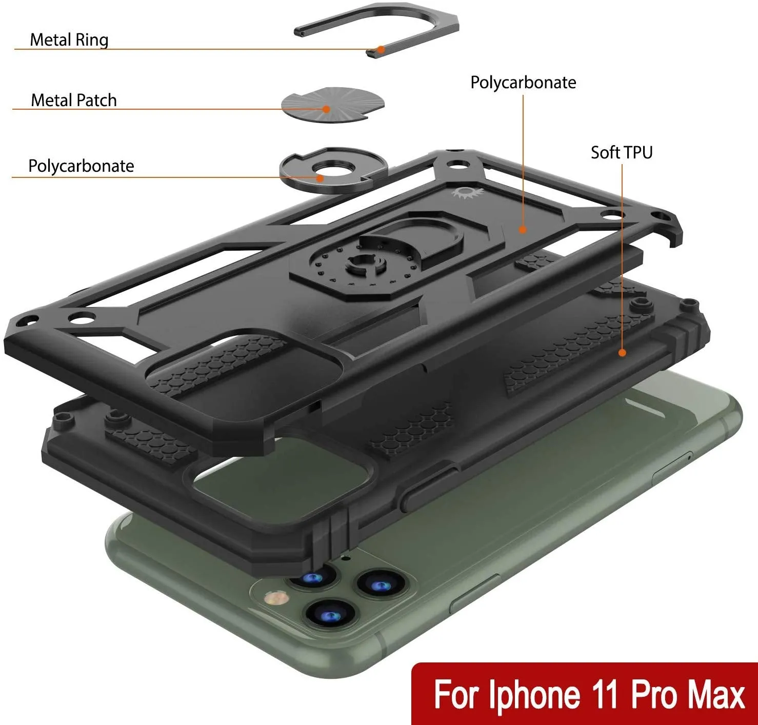 Apple iPhone 11 Pro Max Punkcase ArmorShield Military Style Case Black