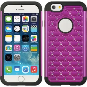 Apple iPhone 6s Plus Case / 6 Plus Case Crystal Rhinestone Slim Hybrid Dual Layer Case - Purple/Black