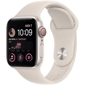 Apple Watch Series SE 2 (2022) GPS 44 mm - Aluminium Lumière stellaire - Bracelet sport Lumière stellaire