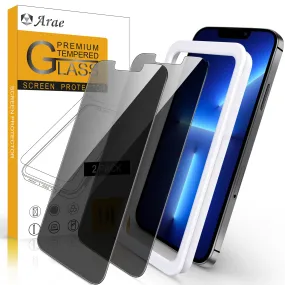 Arae 2 Pack Privacy Screen Protector Compatible With iPhone 13 Pro/Pro Max , HD Tempered Glass Anti Spy Anti Scratch Work with Most Case - 2 Packs