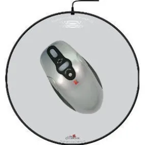 Battery Free Wireless Optical Mouse and Pad (Round) with Vertical and Horizontal Scroll