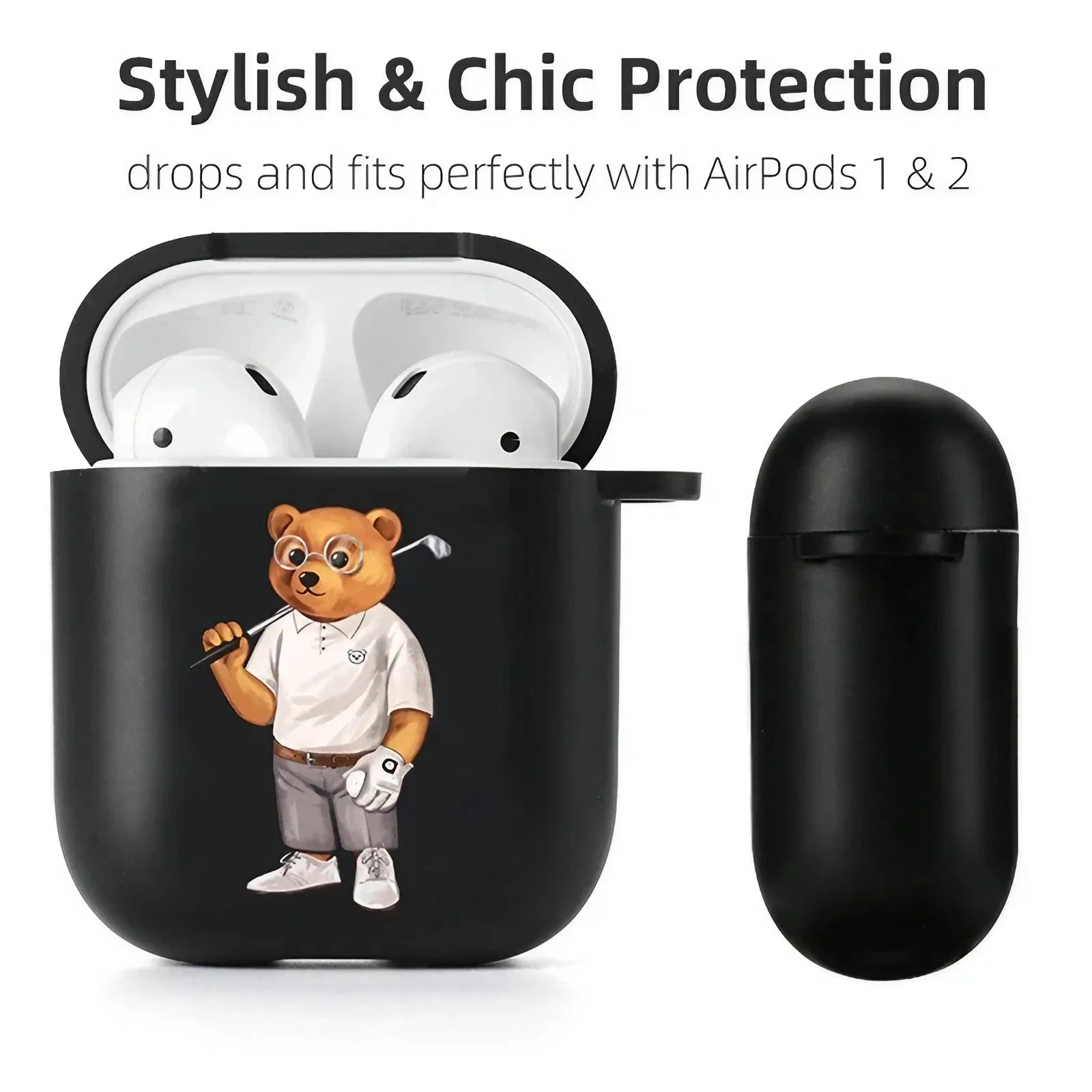 Bear AirPods Case Black Case