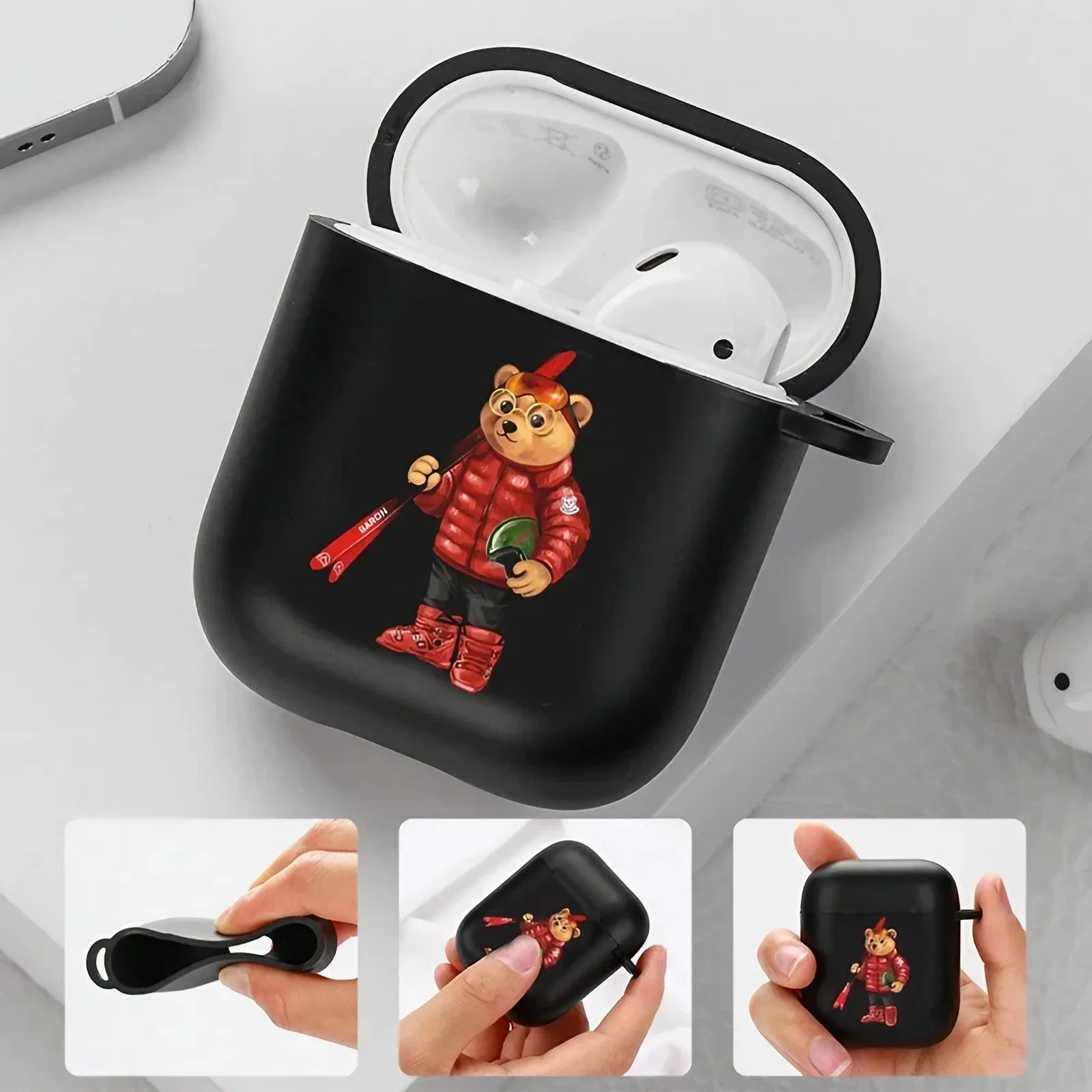 Bear AirPods Case Black Case