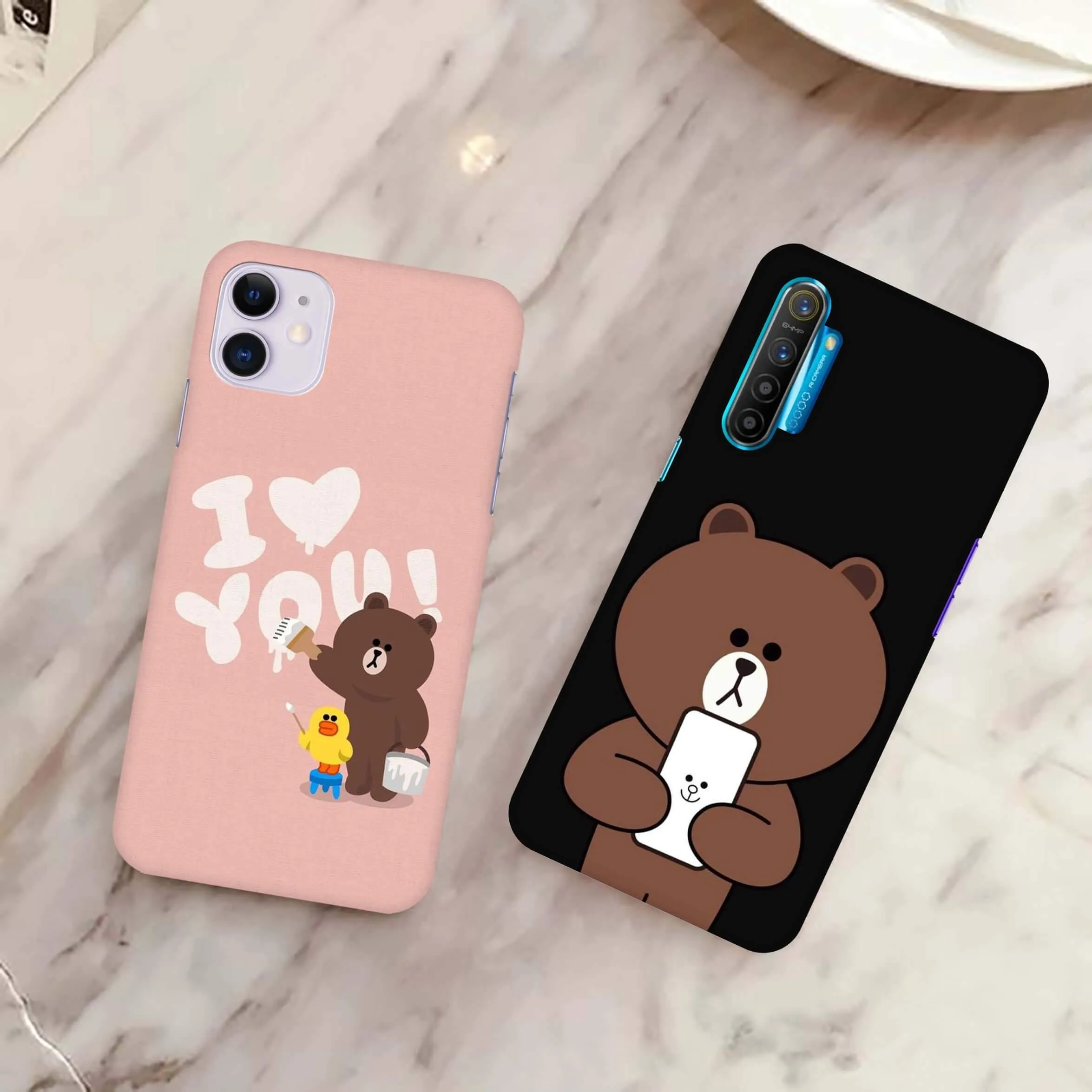 Bear Print Slim Matte Phone Case Cover