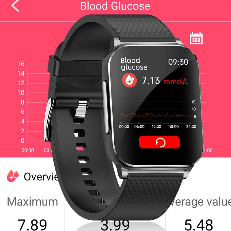 BEARSCOME BCEP01 ECG HRV Monitoring Smart Watch, SpO2/Sleep, Music, Waterproof,Message/Caller Receive, Female Caring