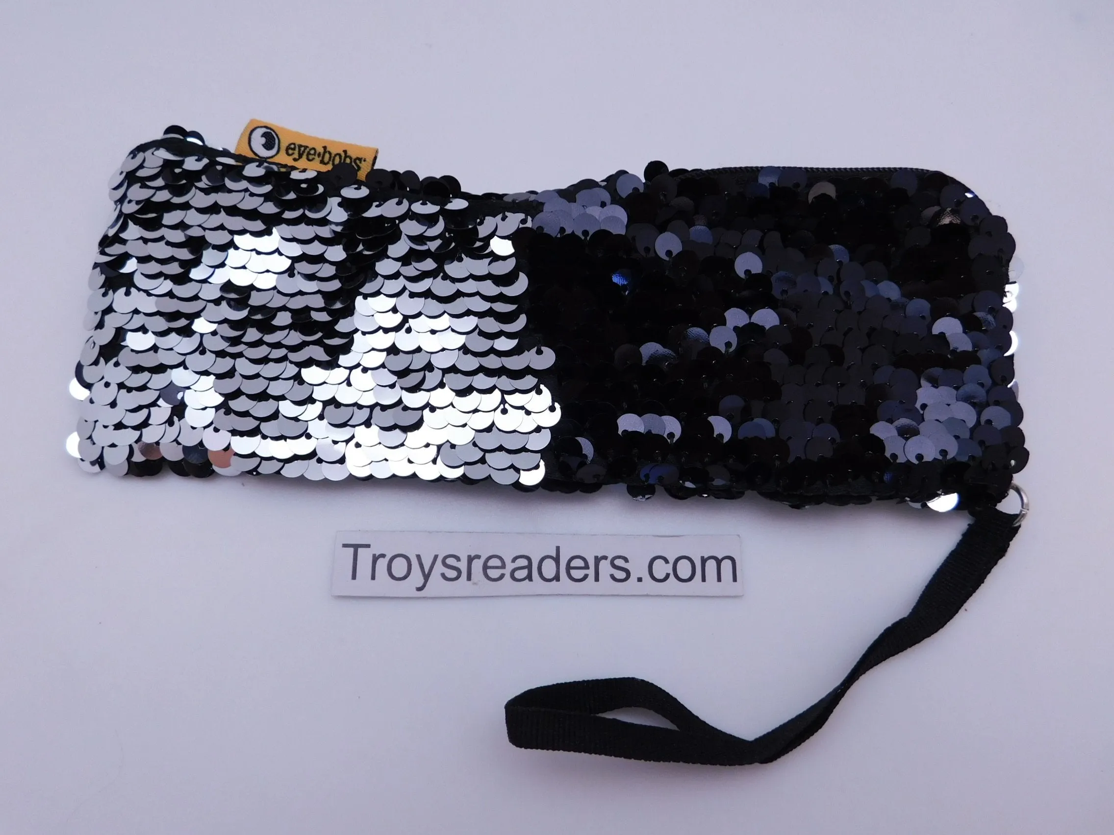 Black and Silver Eyebobs Two Tone Sequin Soft Case