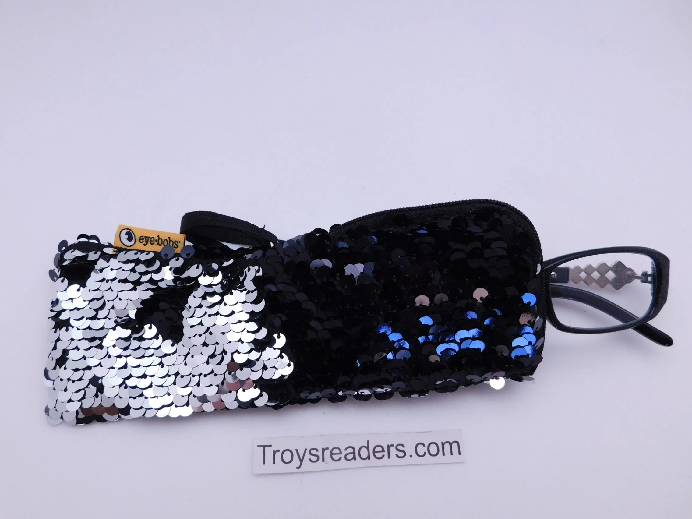 Black and Silver Eyebobs Two Tone Sequin Soft Case