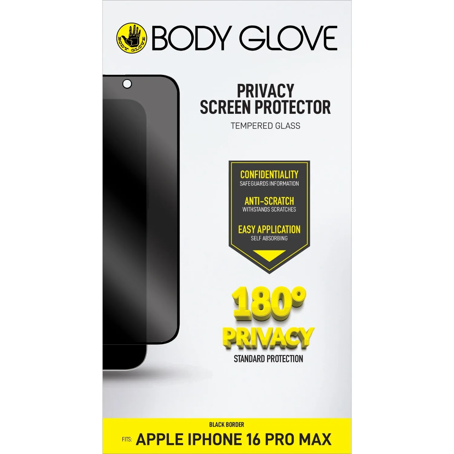 Body Glove Privacy Tempered Glass Screen Protector - Apple iPhone 16 Pro Max - Black Border (BGSGPTG-IP16PM)