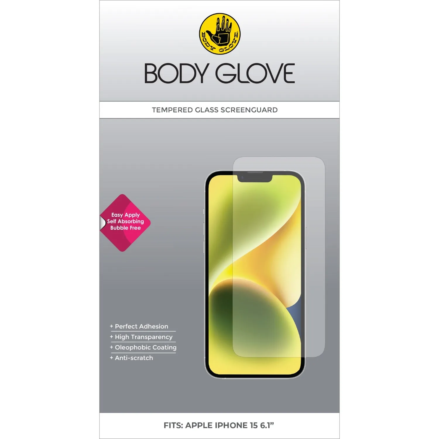 Body Glove Tempered Glass Screen Protector - Apple iPhone 15 - BGSGFGTG-I15