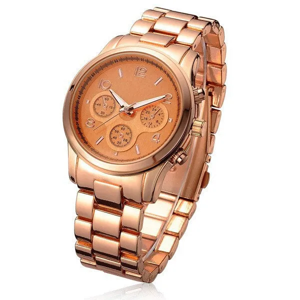 Brand Gold Plated Stainless Steel fashion man women ladies Janpan Quartz Movement Wrist Watch