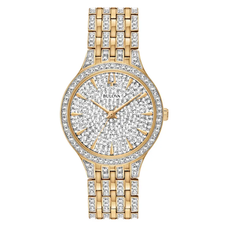 Bulova Ladies Gold and Silver Tone Swarovski Crystal Phantom Watch