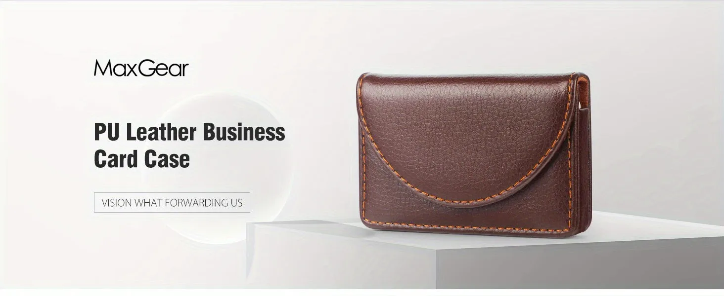 Business Card Holder, PU Leather Business Card Case Pocket Credit Card Holders, Slim Name Card Holder Magnetic Shut Business Card Carrier For Men Or Women, Home & Office