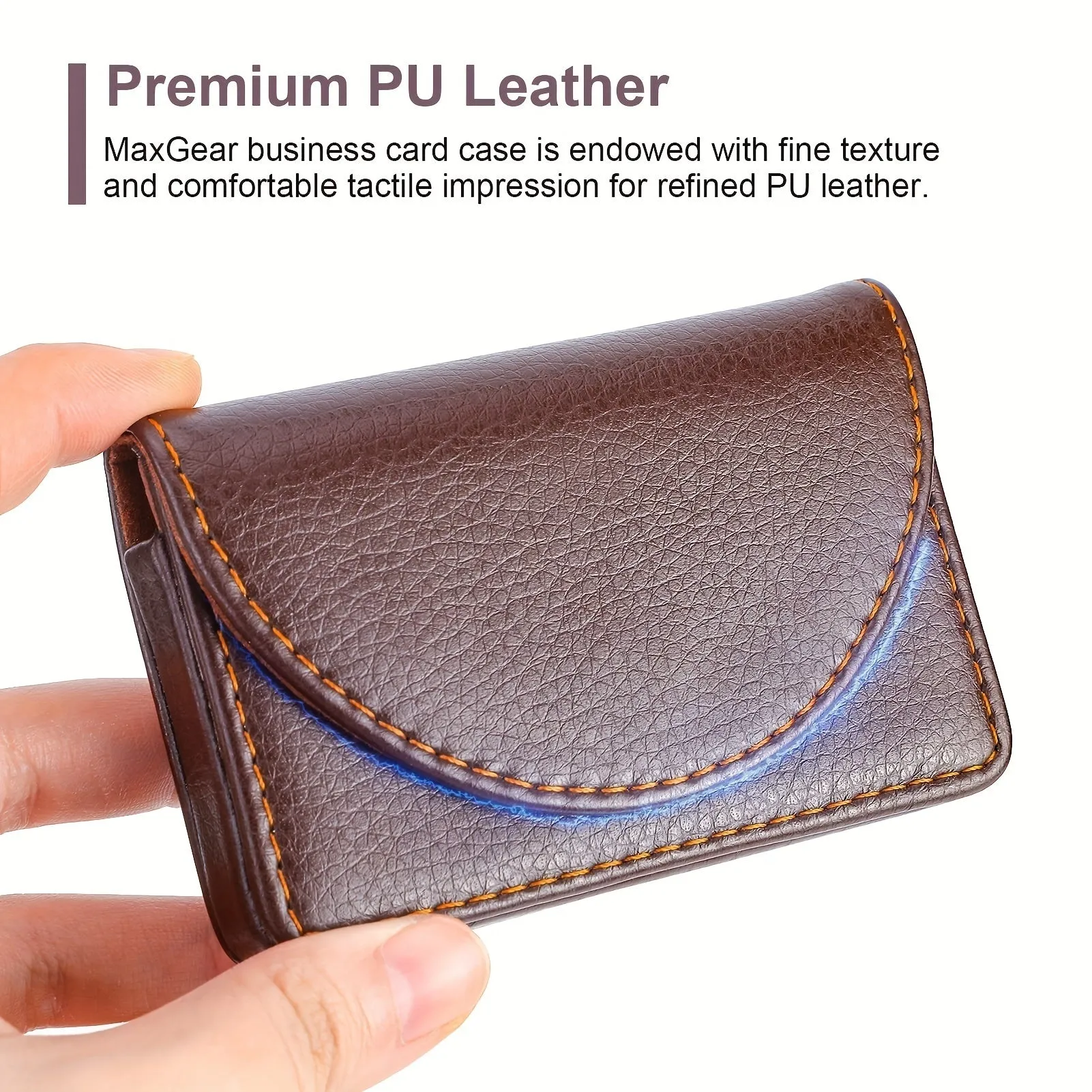 Business Card Holder, PU Leather Business Card Case Pocket Credit Card Holders, Slim Name Card Holder Magnetic Shut Business Card Carrier For Men Or Women, Home & Office