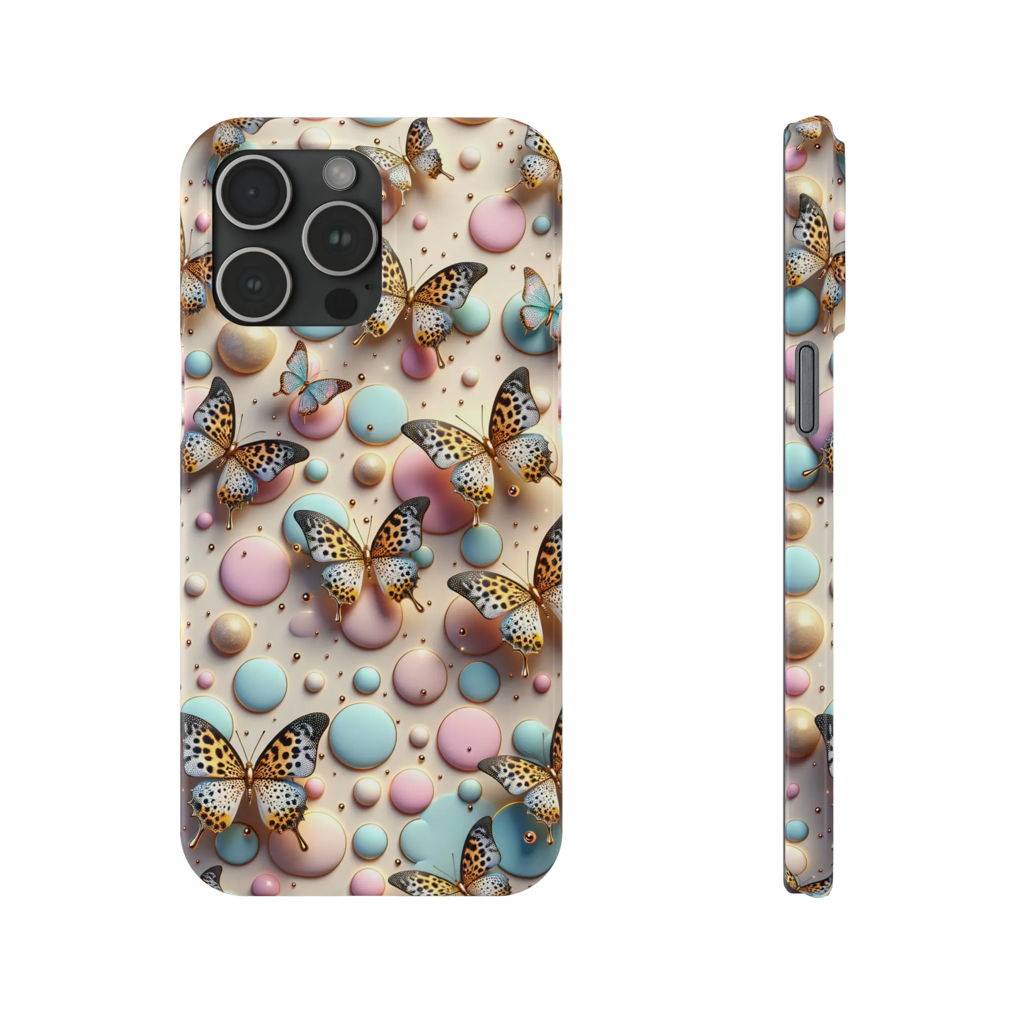 Butterflies and Polka Dots Design Sleek Elegance Wireless-Charging Compatible Phone Case Slim Phone Case compatible with over 20 iphone models