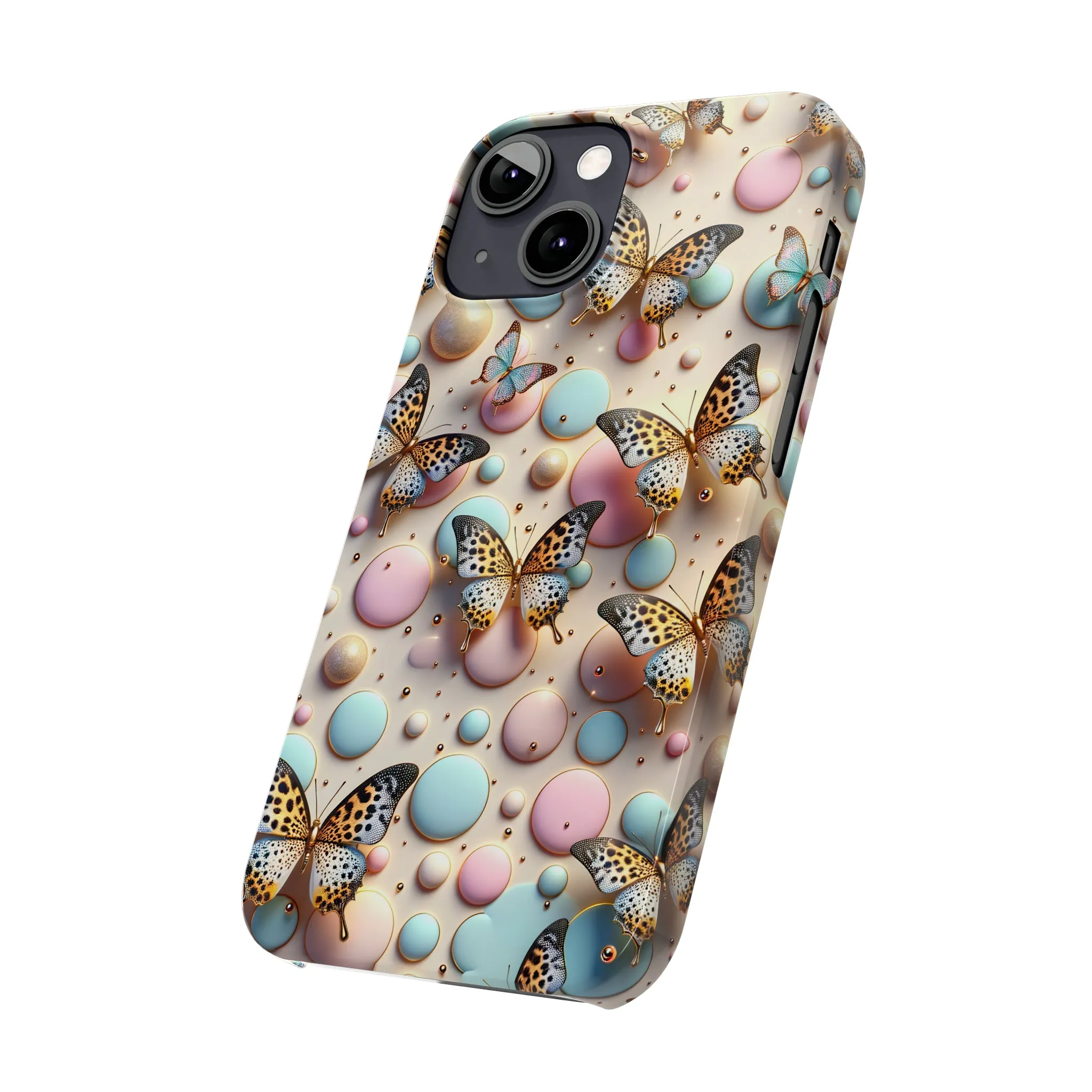 Butterflies and Polka Dots Design Sleek Elegance Wireless-Charging Compatible Phone Case Slim Phone Case compatible with over 20 iphone models