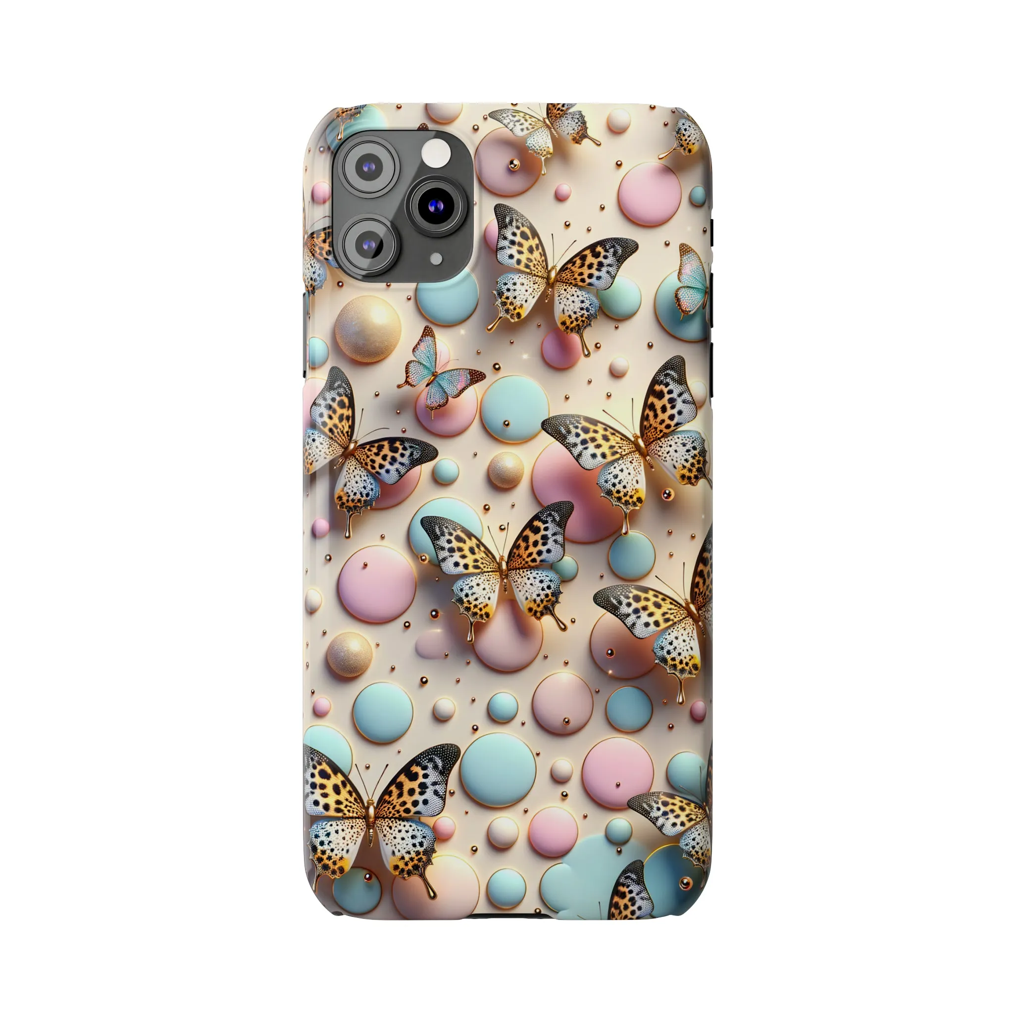 Butterflies and Polka Dots Design Sleek Elegance Wireless-Charging Compatible Phone Case Slim Phone Case compatible with over 20 iphone models