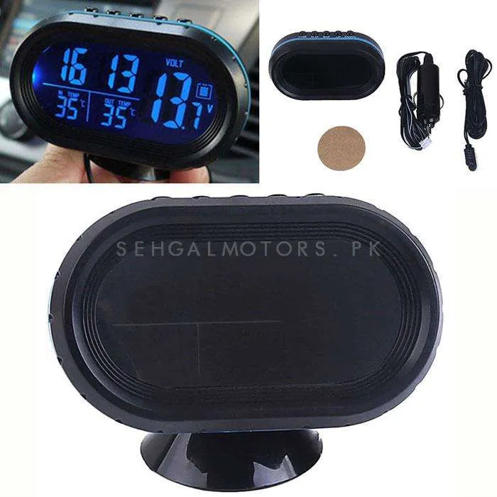 Car Digital LED Display Clock with Volt and Temperature Gauge With Option to Change Back lit Color - Random Color Blue/Green/Red