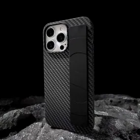 Carbon Fiber Rugged Hard Phone Case with Strap Holder - iPhone 14 Plus