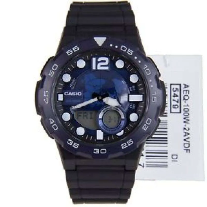 Casio AEQ-100W-2A Black Resin Strap Watch for Men