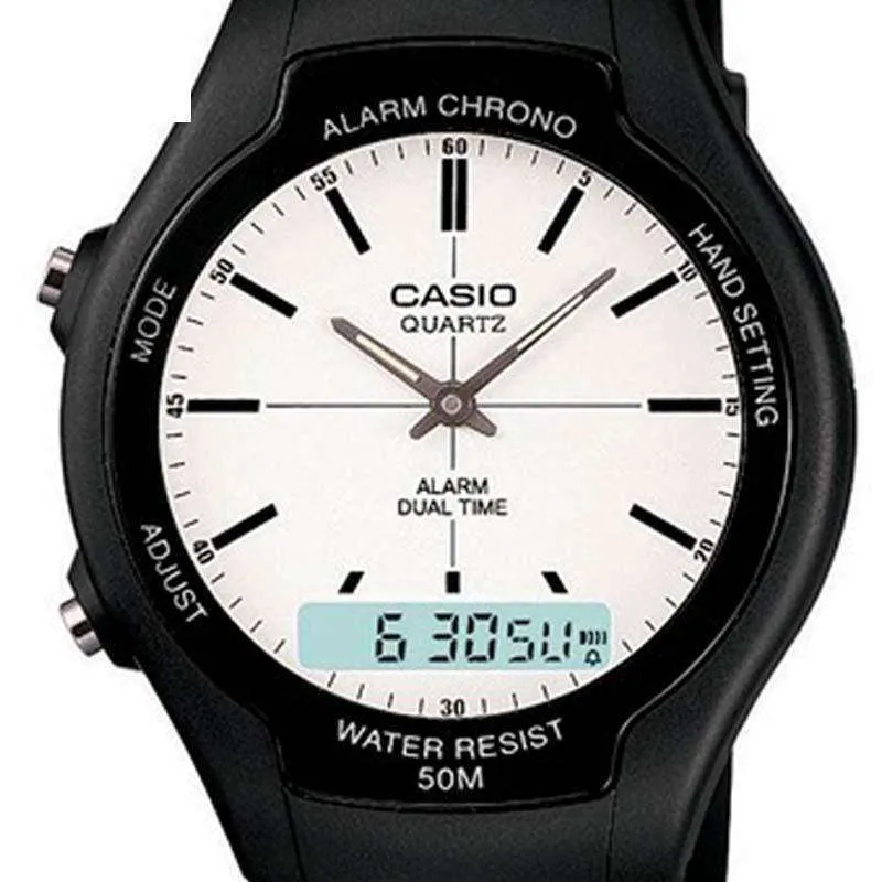 Casio AW-90H-7EVDF Black Resin Watch for Men and Women