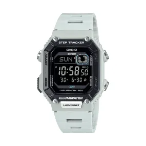 Casio Connect Digital Bluetooth Steps Dual Time Stopwatch 200M Water Resistant White Case And Resin Band WSB1000-8B